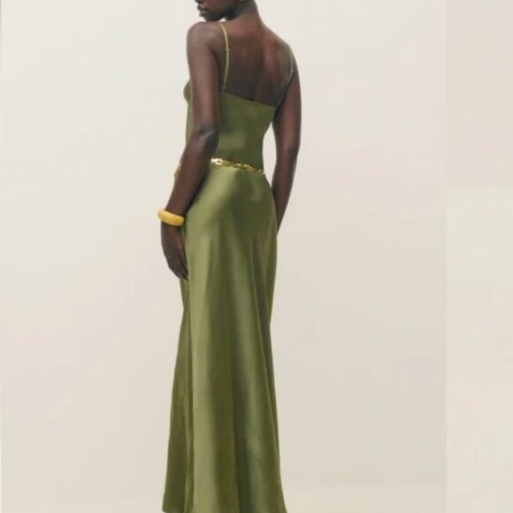 Reformation Parma Silk Maxi Dress Leaf Green - Picture 3 of 5